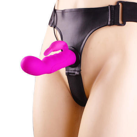 Страпон с клиторальным стимулятором Baile Ultra Harness 16 см, розовый