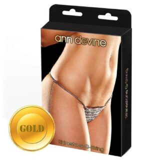 Трусики-Стринги из Кристаллов Rhinestone G-String, золотистые QS