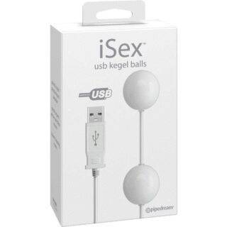 Вагинальные шарики USB KEGEL BALLS на проводе белые с вибрацией