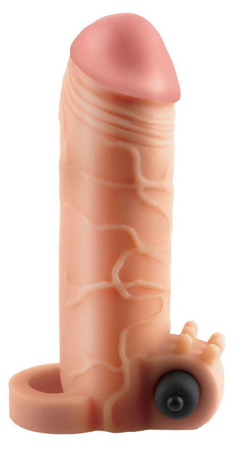 Вибронасадка с кольцом Fantasy X-tensions Vibrating Real Feel Extension, телесная