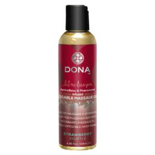 Вкусовое массажное масло с феромонами и ароматом "Клубничное суфле" DONA Kissable Massage Oil Strawberry Souffle 125 мл
