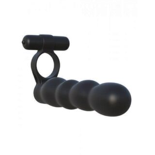 Виброкольцо с анальным стимулятором для двойного проникновения Fantasy C-Ringz Posable Partner Double Penetrator, черный
