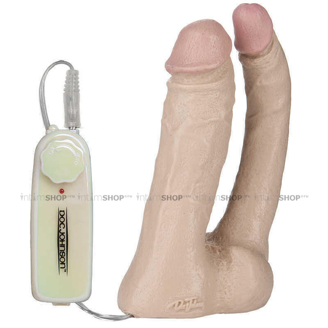 

Анально-вагинальная вибронасадка Doc Johnson Vac-U-Lock™ - Vibro Double Penetrator, телесный