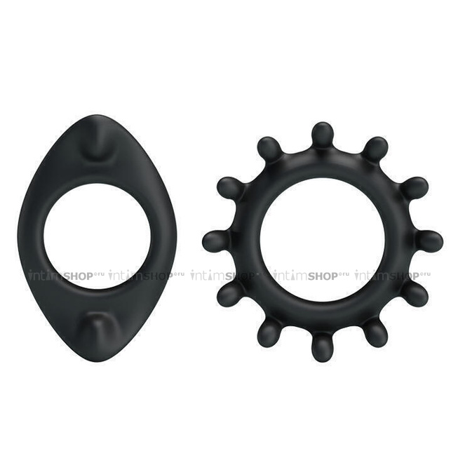 Набор эрекционных колец Baile Ring рельефной формы, черный от IntimShop