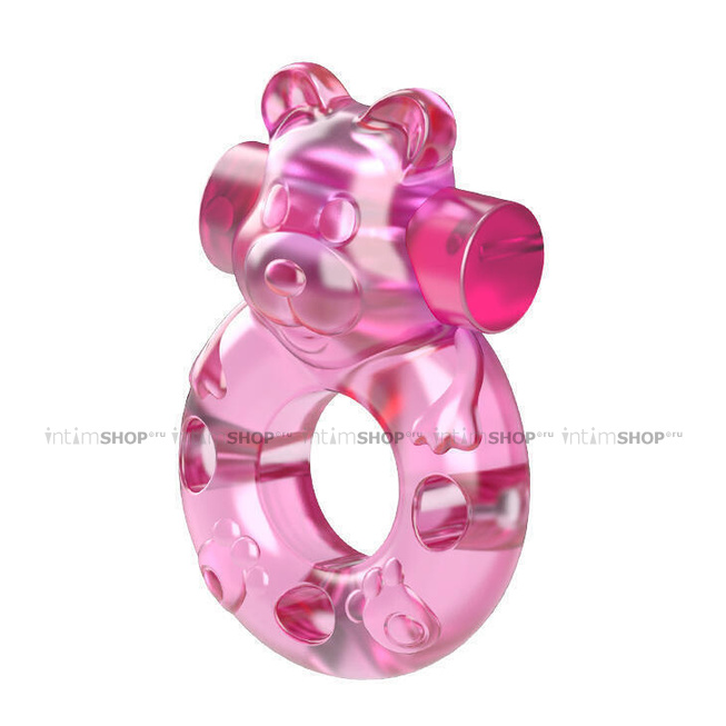 Эрекционное виброкольцо Baile Мишка, розовый от IntimShop