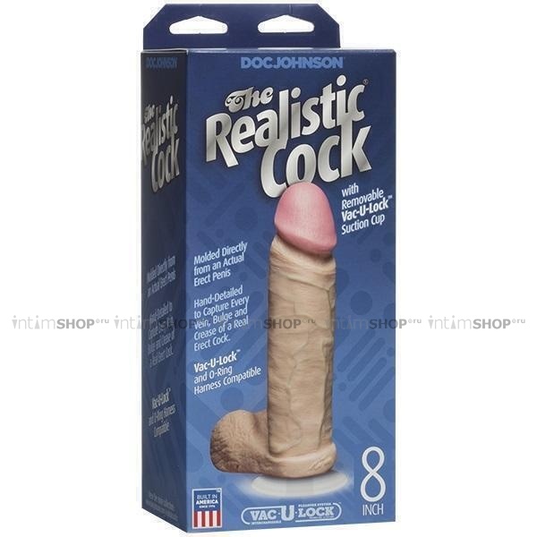 Фаллоимитатор Doc Johnson The Realistic® Cock 8” with Removable Vac-U-Lock Suction Cup от IntimShop