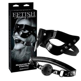 Комплект Masquerade Mask & Ball Gag из маски и кляпа черный