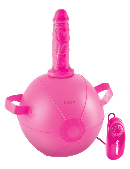 

Надувной секс-мяч c ручками и вибратором PipeDream Vibrating Mini Sex Ball with 6 Dildo, розовый