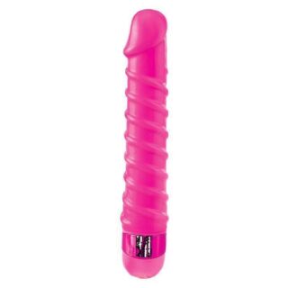 Неоновый вибромассажер с винтовыми ребрышками Pipedream Classix Candy Twirl Massager, розовый