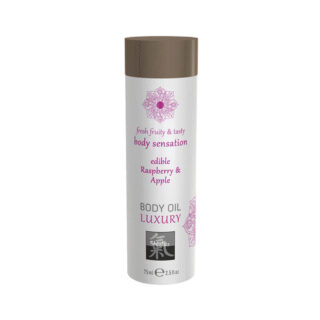 Съедобное масло для тела Shiatsu Luxury body oil  Малина и яблоко, 75 мл