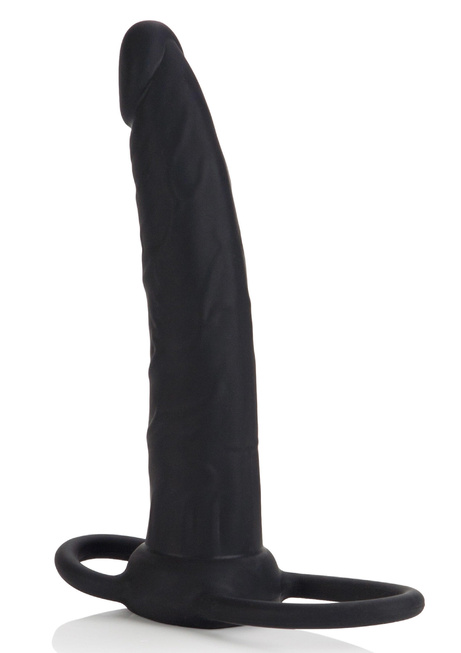 Страпон на ремешках CalExotics Silicone Double Rider, черный