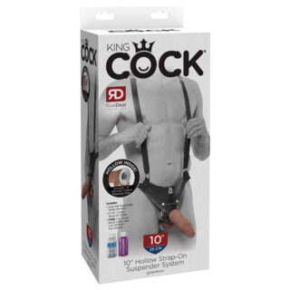 Страпон система с насадкой Pipedream King Cock 10" Hollow Strap-On Suspender System, загорелый