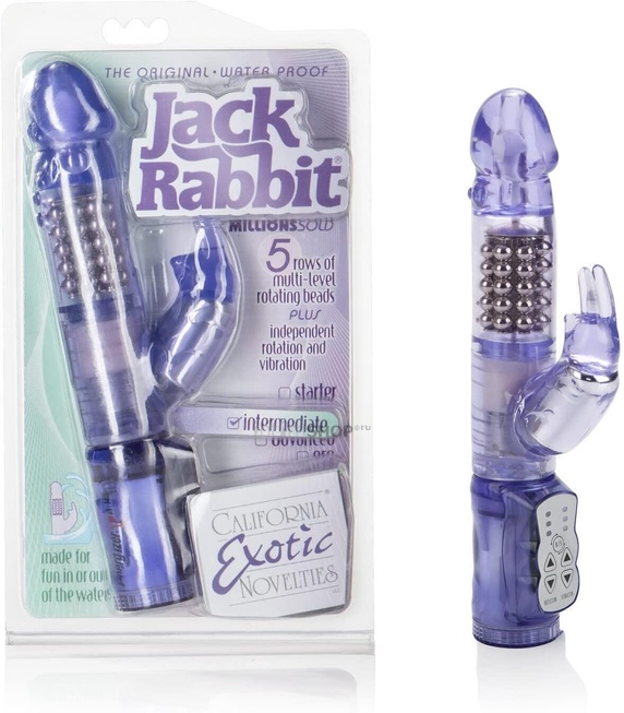 

Вибромассажер с клиторальной стимуляцией California Exotic Novelties Waterproof Jack Rabbit Purple