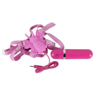 Вибромассажер стимулятор клитора ORION Butterfly-Vibrator Бабочка на ремешках, розовый