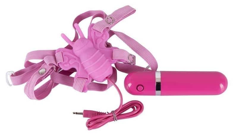 Вибромассажер стимулятор клитора ORION Butterfly-Vibrator Бабочка на ремешках, розовый