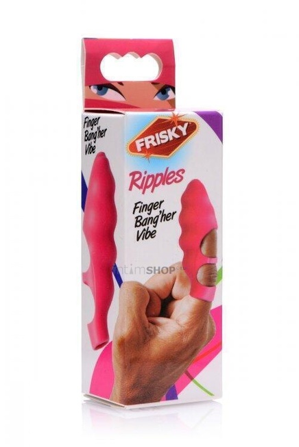 Вибронасадка на палец XR Brands Frisky Ripples, фуксия от IntimShop