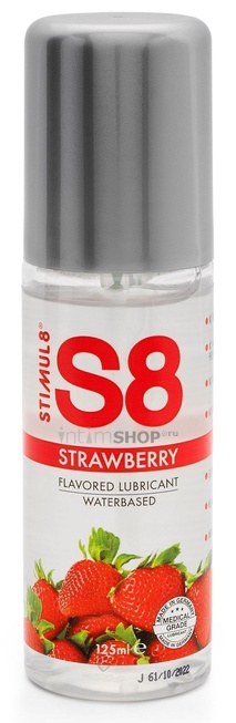 Вкусовой лубрикант StimulS8 Flavored Lube Клубника на водной основе, флакон 125 мл